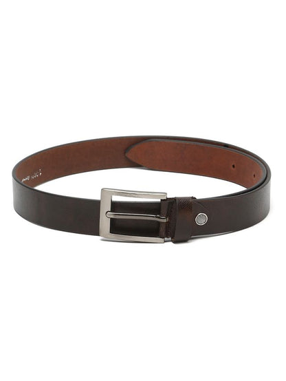 KOSHER Brown Color Men's Textured Genuine Leather Belt With Antiqe Finish Buckle – Elegant Textured Finish Belt