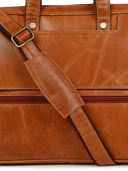 KOSHER Premium Genuine Leather Laptop Bag – Classic Professional Messenger Bag with Shoulder Strap for Men / Women