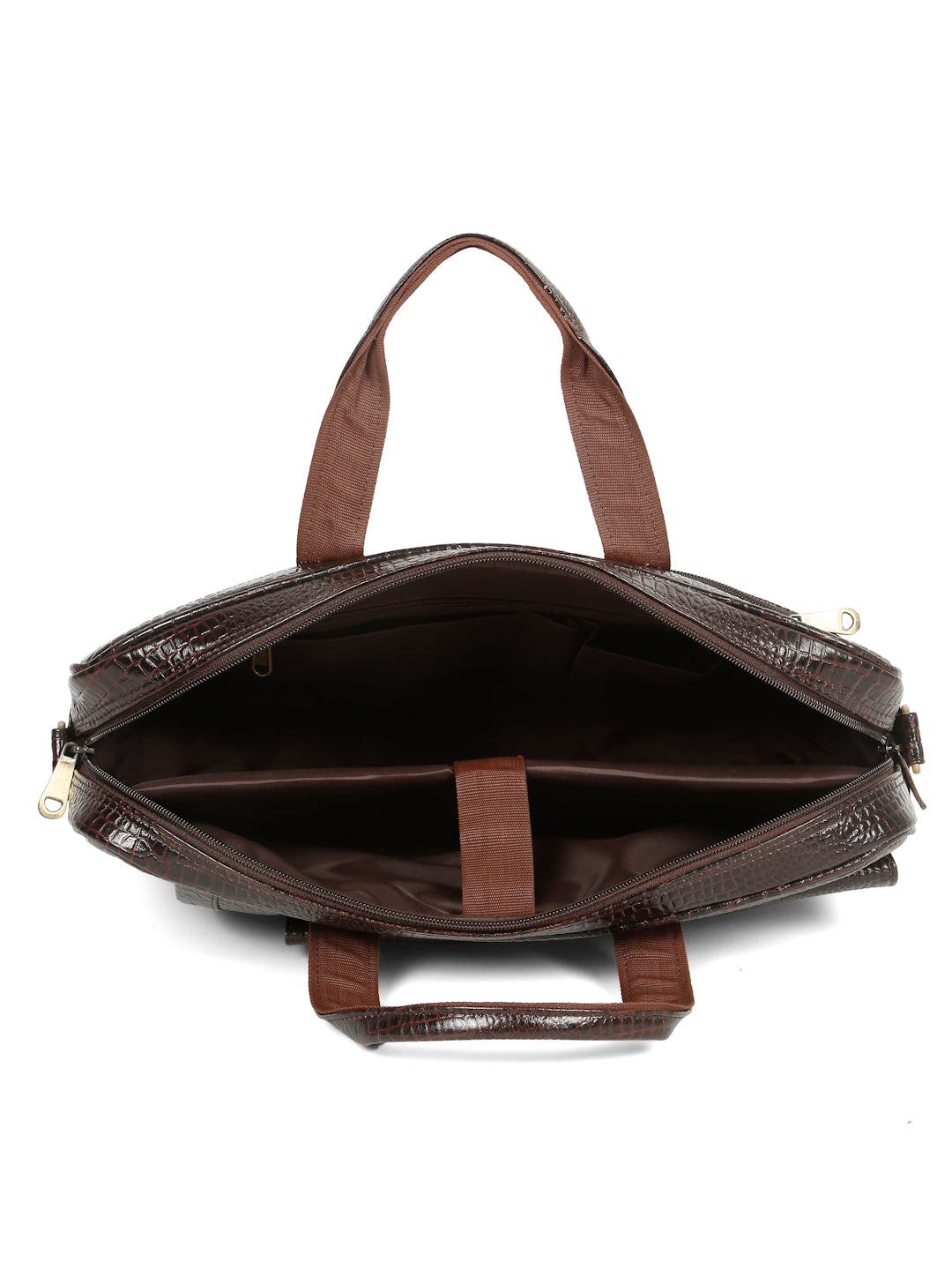 KOSHER Men's  Crocodile Textured Genuine Leather Laptop Bag with Detachable Shoulder Strap for Men / Women