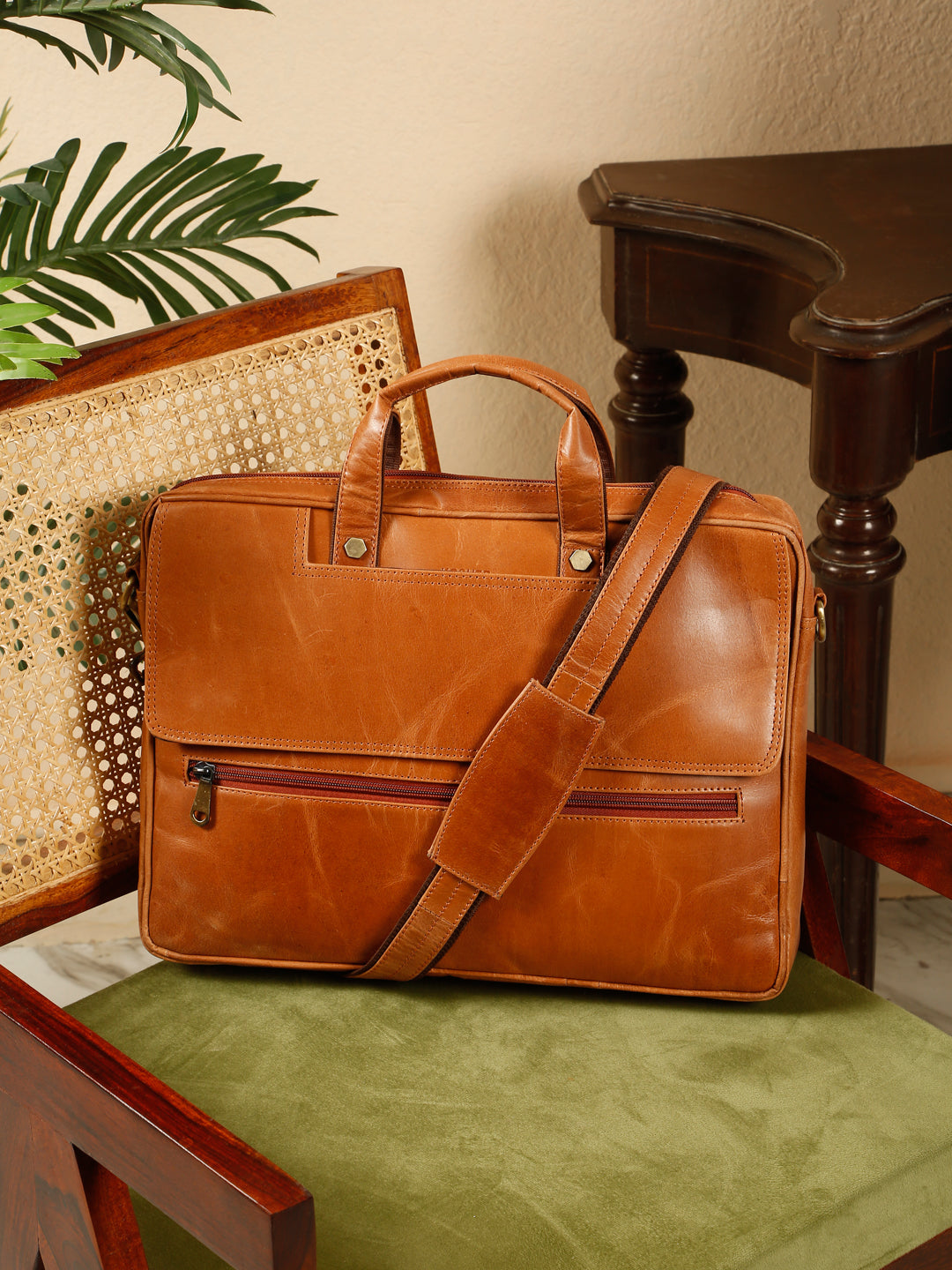 KOSHER Premium Genuine Leather Laptop Bag – Classic Professional Messenger Bag with Shoulder Strap for Men / Women