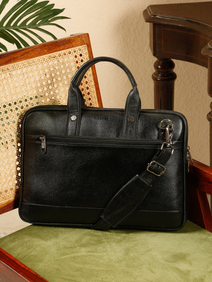 KOSHER Black Color Premium Genuine Leather Bag – Stylish, Spacious & Durable for Men / Women