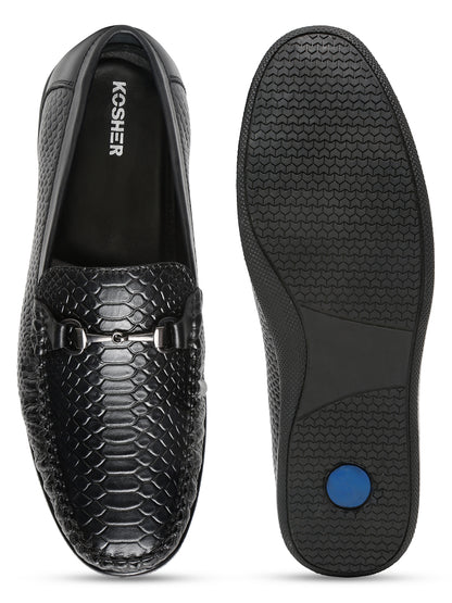 Kosher Black Color Slip-on Men's Casual Loafers