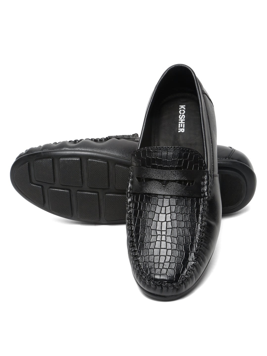 Kosher Black Color Slip-on Men's Casual Loafers