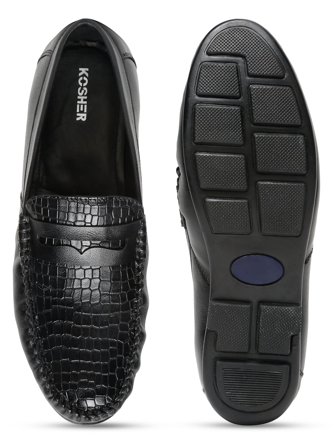 Kosher Black Color Slip-on Men's Casual Loafers