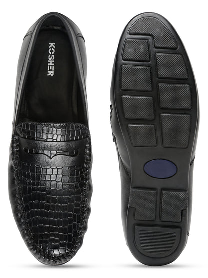 Kosher Black Color Slip-on Men's Casual Loafers