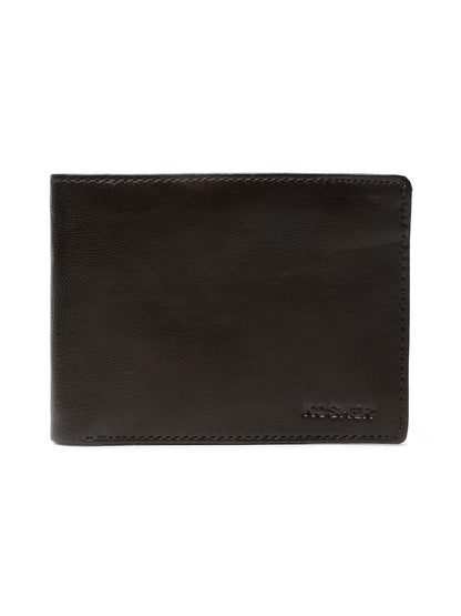 KOSHER BrownColor Men's Genuine Leather Bi-Fold Wallet Slim Design With Card Slots & ID Window
