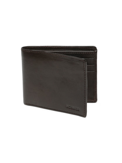 KOSHER BrownColor Men's Genuine Leather Bi-Fold Wallet Slim Design With Card Slots & ID Window