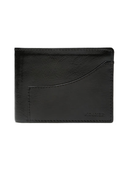 KOSHER Black Color Premium Men's Classic Leather Wallet With Coin Pocket and Rear Card Slots