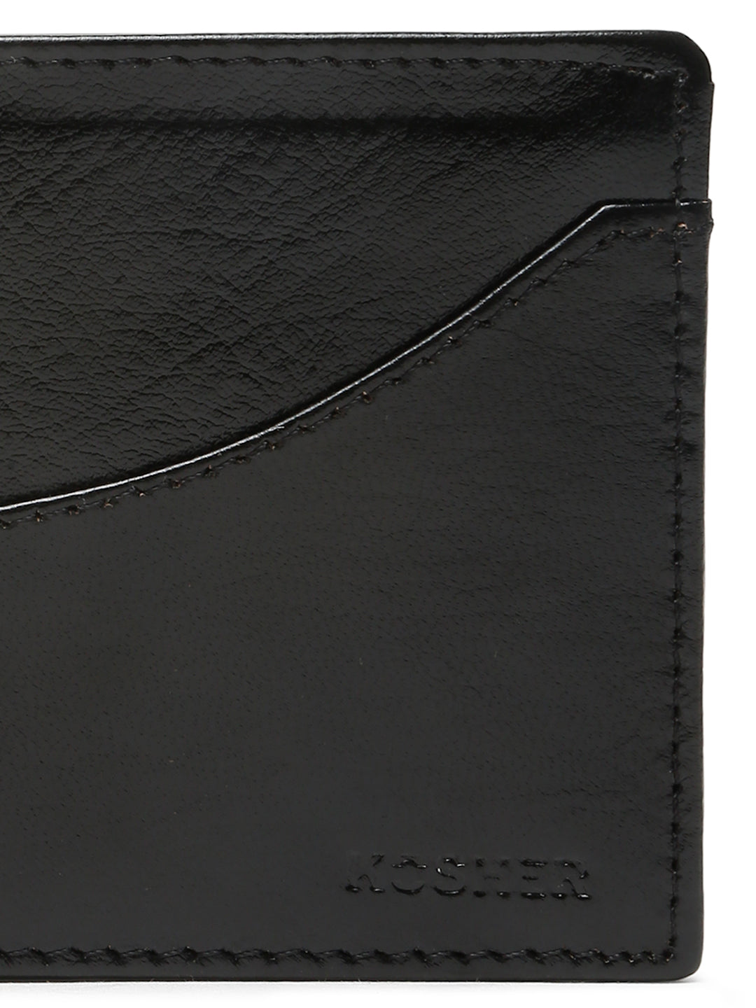 KOSHER Black Color Premium Men's Classic Leather Wallet With Coin Pocket and Rear Card Slots