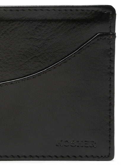 KOSHER Black Color Premium Men's Classic Leather Wallet With Coin Pocket and Rear Card Slots