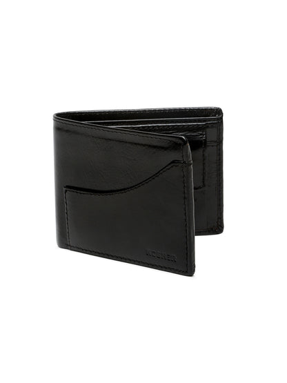 KOSHER Black Color Premium Men's Classic Leather Wallet With Coin Pocket and Rear Card Slots