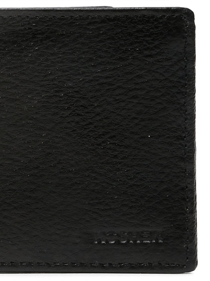 KOSHER Black Color Men,s Classic Bi-Fold Premium Leather Wallet with Coin Pocket & Rear Slip Pocket For Card Slots