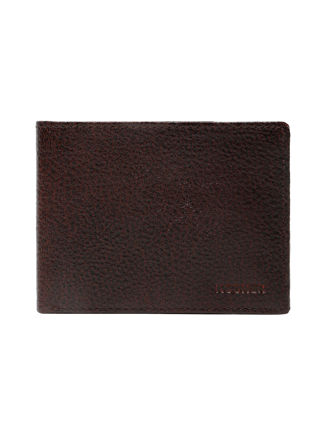 KOSHER D.Brown Color Men,s Classic Bi-Fold Premium Leather Wallet with Coin Pocket & Rear Slip Pocket For Card Slots