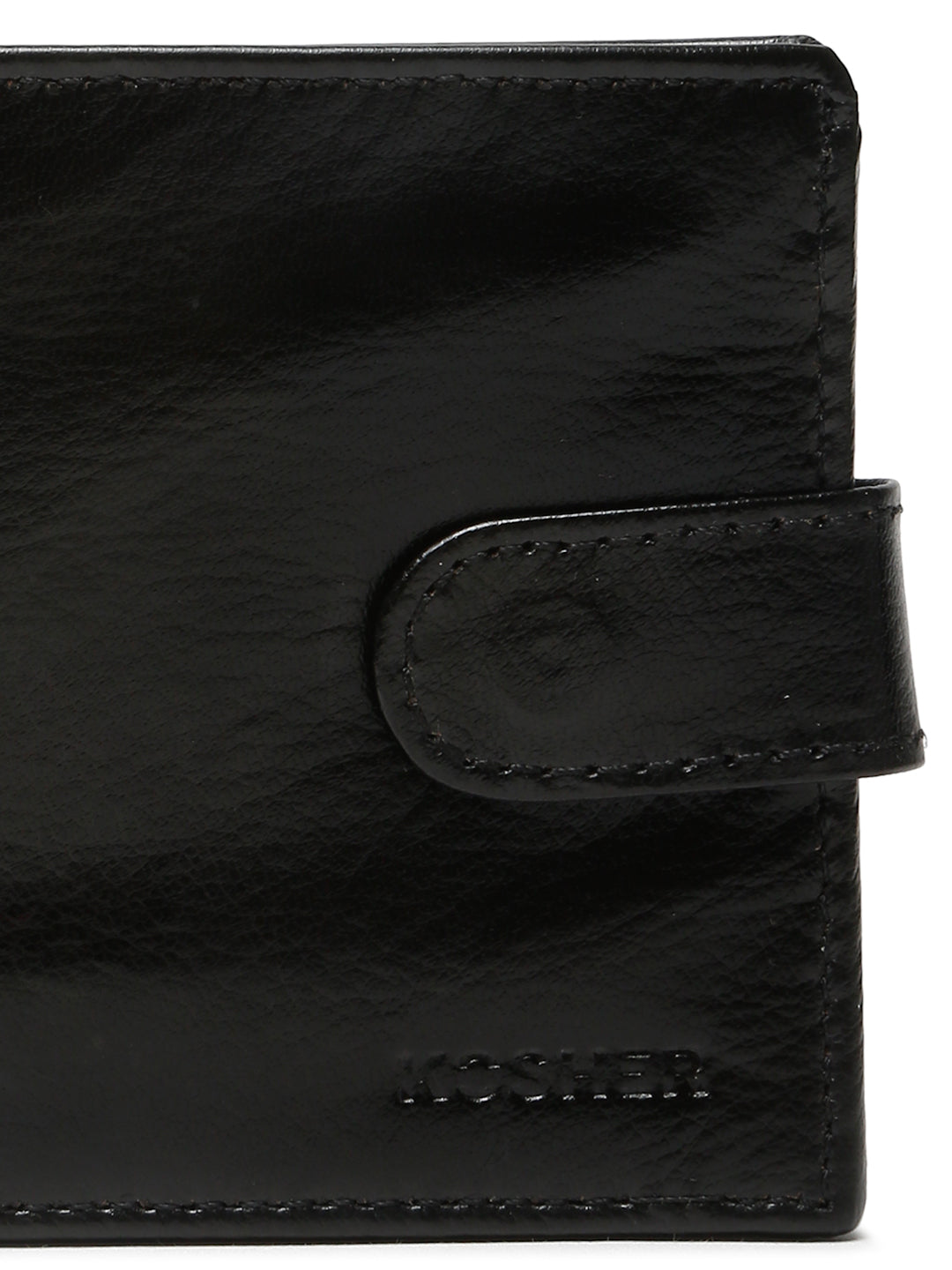 KOSHER Black Color Men’s Classic Genuine Leather Wallet With Snap Button Closure – Premium Handcrafted Bifold