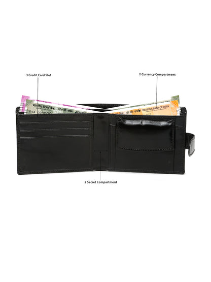 KOSHER Black Color Men’s Classic Genuine Leather Wallet With Snap Button Closure – Premium Handcrafted Bifold