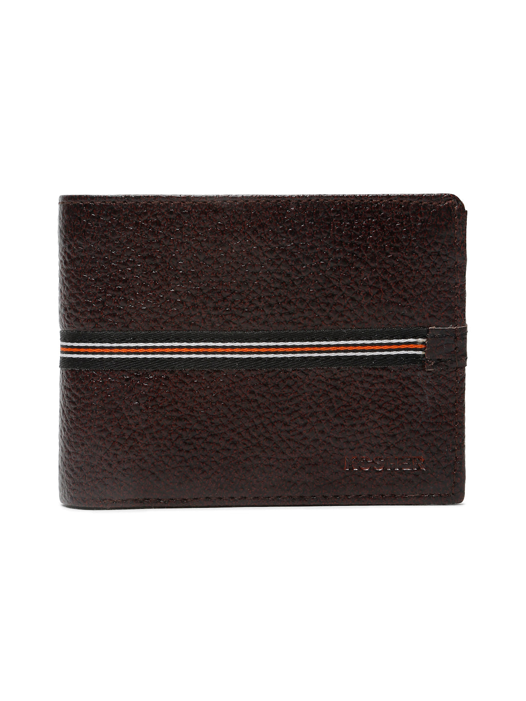 Kosher Premium D.Brown Leather Wallet for Men – Stylish & Durable with Multi-Stripe Design