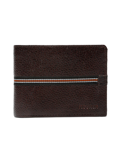 Kosher Premium D.Brown Leather Wallet for Men – Stylish & Durable with Multi-Stripe Design