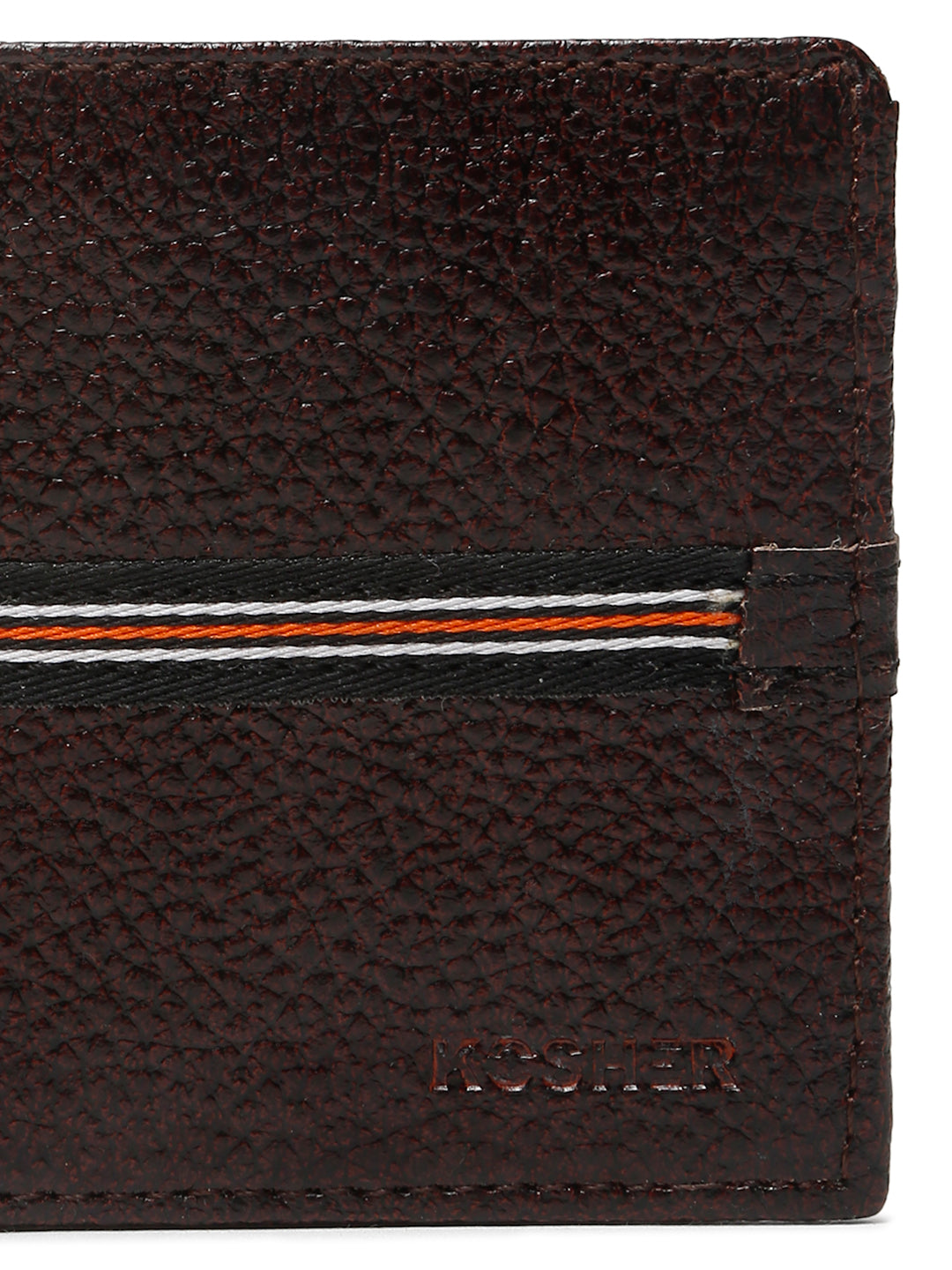 Kosher Premium D.Brown Leather Wallet for Men – Stylish & Durable with Multi-Stripe Design