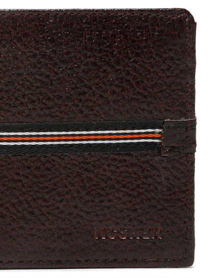 Kosher Premium D.Brown Leather Wallet for Men – Stylish & Durable with Multi-Stripe Design