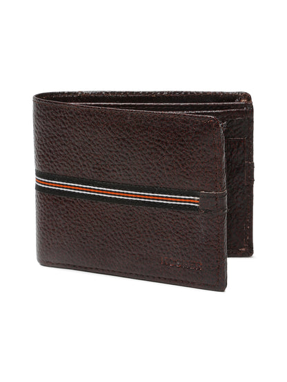 Kosher Premium D.Brown Leather Wallet for Men – Stylish & Durable with Multi-Stripe Design