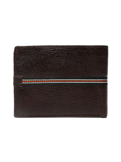 Kosher Premium D.Brown Leather Wallet for Men – Stylish & Durable with Multi-Stripe Design