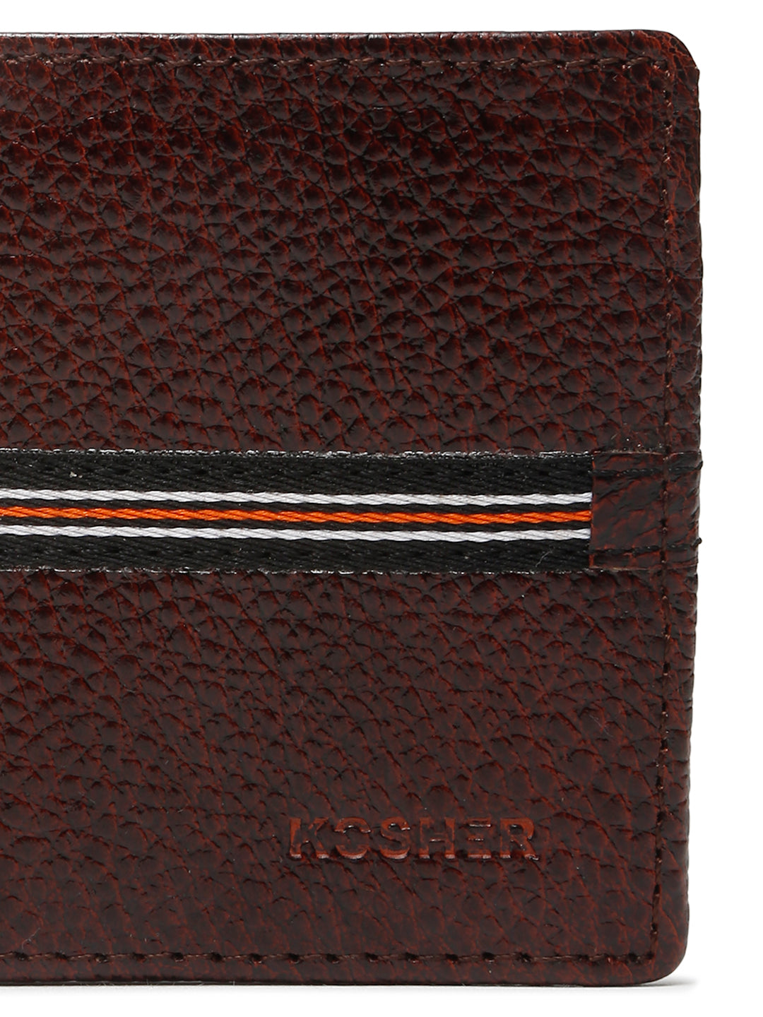 Kosher Premium Brown Leather Wallet for Men – Stylish & Durable with Multi-Stripe Design
