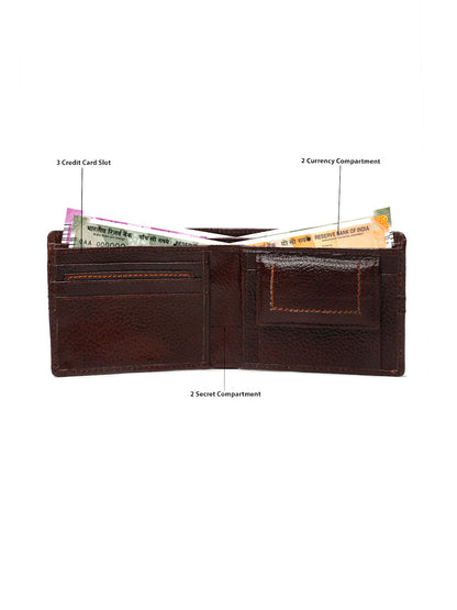 Kosher Premium Brown Leather Wallet for Men – Stylish & Durable with Multi-Stripe Design