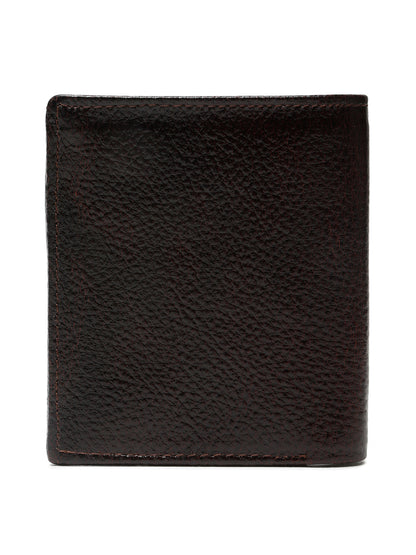 KOSHER D.Brown Color Men's Genuine Leather Bi-Fold Wallet Book Shape With Coin Pocket