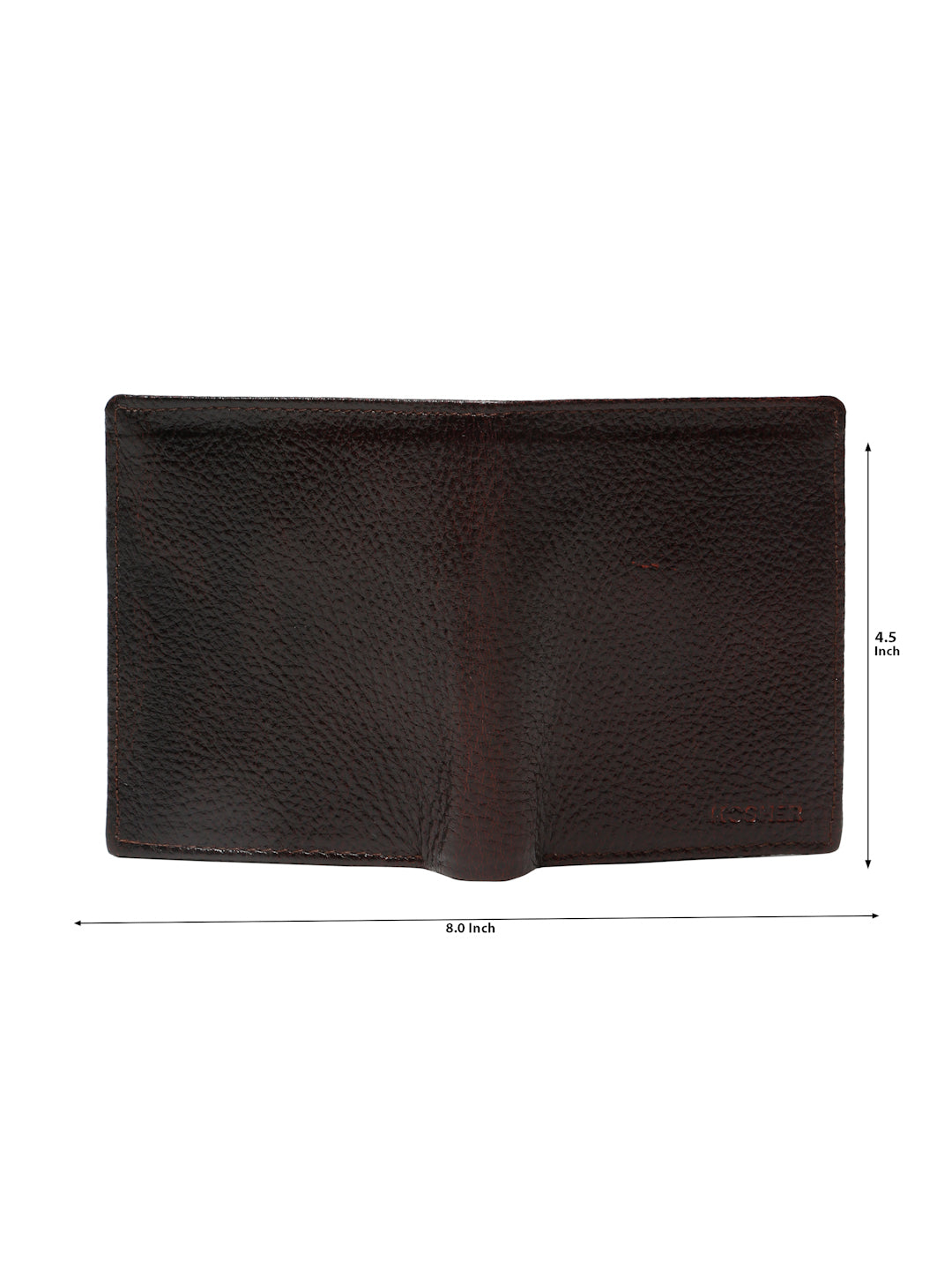 KOSHER D.Brown Color Men's Genuine Leather Bi-Fold Wallet Book Shape With Coin Pocket