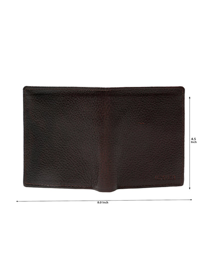 KOSHER D.Brown Color Men's Genuine Leather Bi-Fold Wallet Book Shape With Coin Pocket