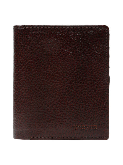 KOSHER Brown Color Men's Genuine Leather Bi-Fold Wallet Book Shape With Coin Pocket