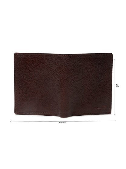 KOSHER Brown Color Men's Genuine Leather Bi-Fold Wallet Book Shape With Coin Pocket