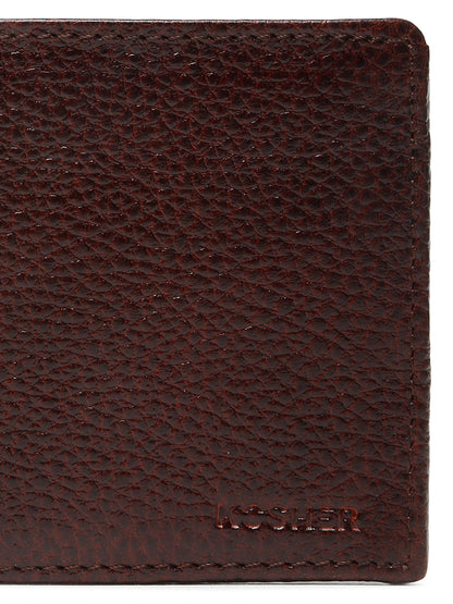 KOSHER Brown Color Men,s Classic Bi-Fold Premium Leather Wallet with Coin Pocket & Rear Slip Pocket For Card Slots