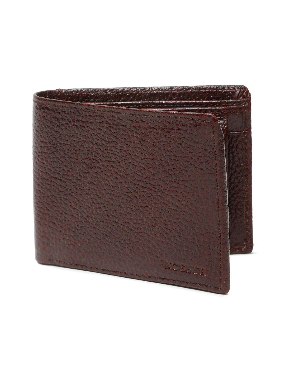 KOSHER Brown Color Men,s Classic Bi-Fold Premium Leather Wallet with Coin Pocket & Rear Slip Pocket For Card Slots