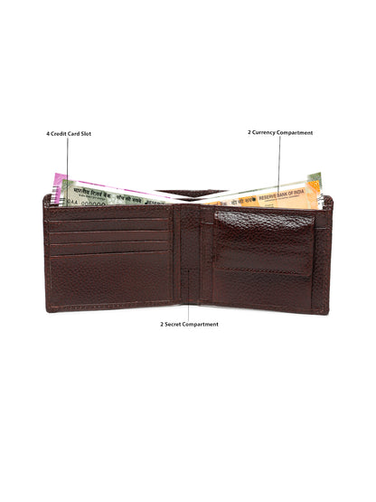 KOSHER Brown Color Men,s Classic Bi-Fold Premium Leather Wallet with Coin Pocket & Rear Slip Pocket For Card Slots
