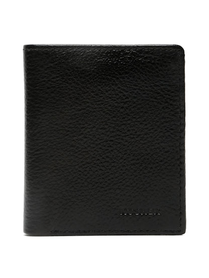 KOSHER Black Color Men's Genuine Leather Bi-Fold Wallet Book Shape With Coin Pocket
