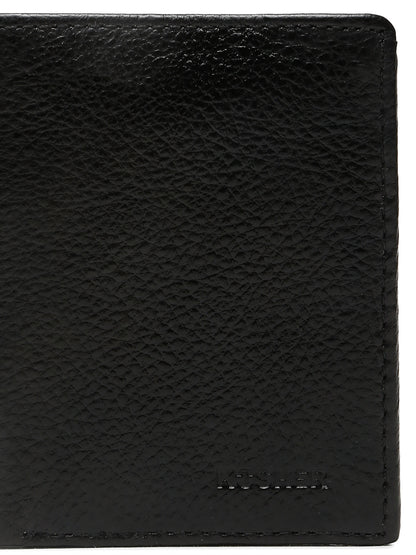 KOSHER Black Color Men's Genuine Leather Bi-Fold Wallet Book Shape With Coin Pocket