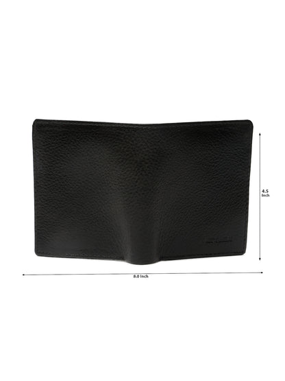 KOSHER Black Color Men's Genuine Leather Bi-Fold Wallet Book Shape With Coin Pocket