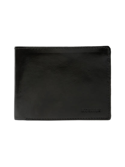 KOSHER Black Color Men's Classic Bi-Fold Leather Wallet With Flap ID Card Window And Multiple Card Slots