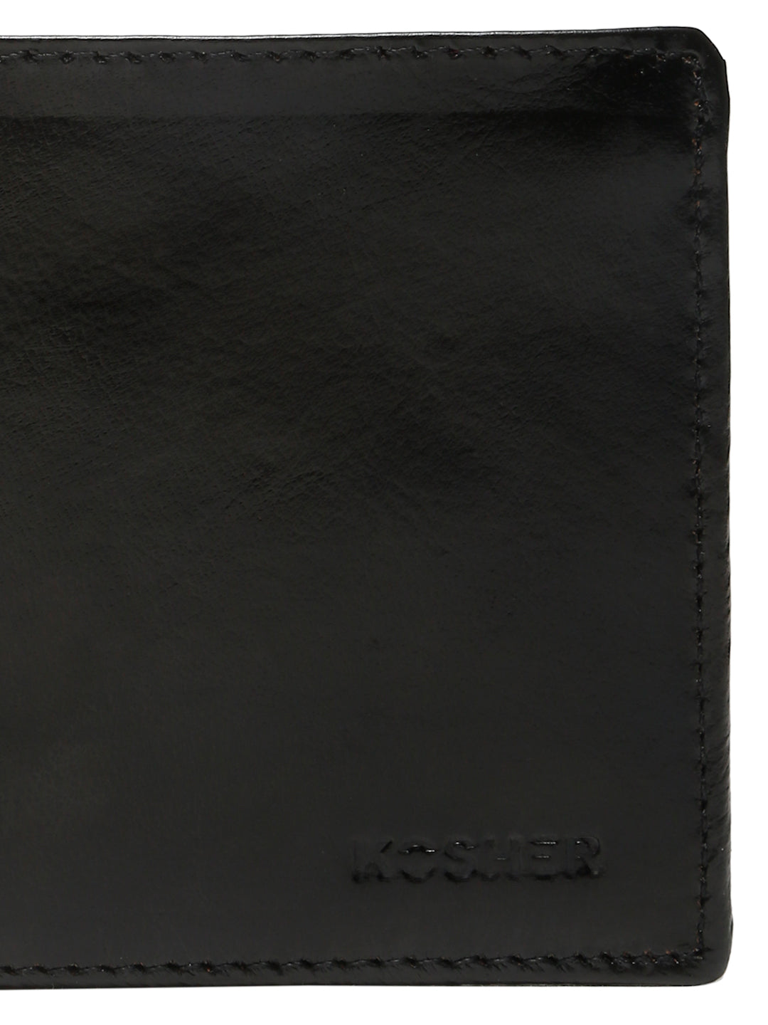 KOSHER Black Color Men's Classic Bi-Fold Leather Wallet With Flap ID Card Window And Multiple Card Slots