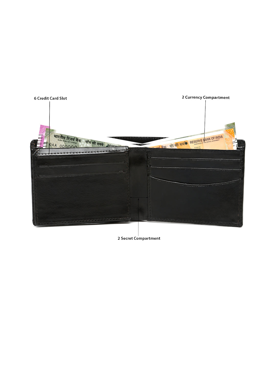 KOSHER Black Color Men's Classic Bi-Fold Leather Wallet With Flap ID Card Window And Multiple Card Slots