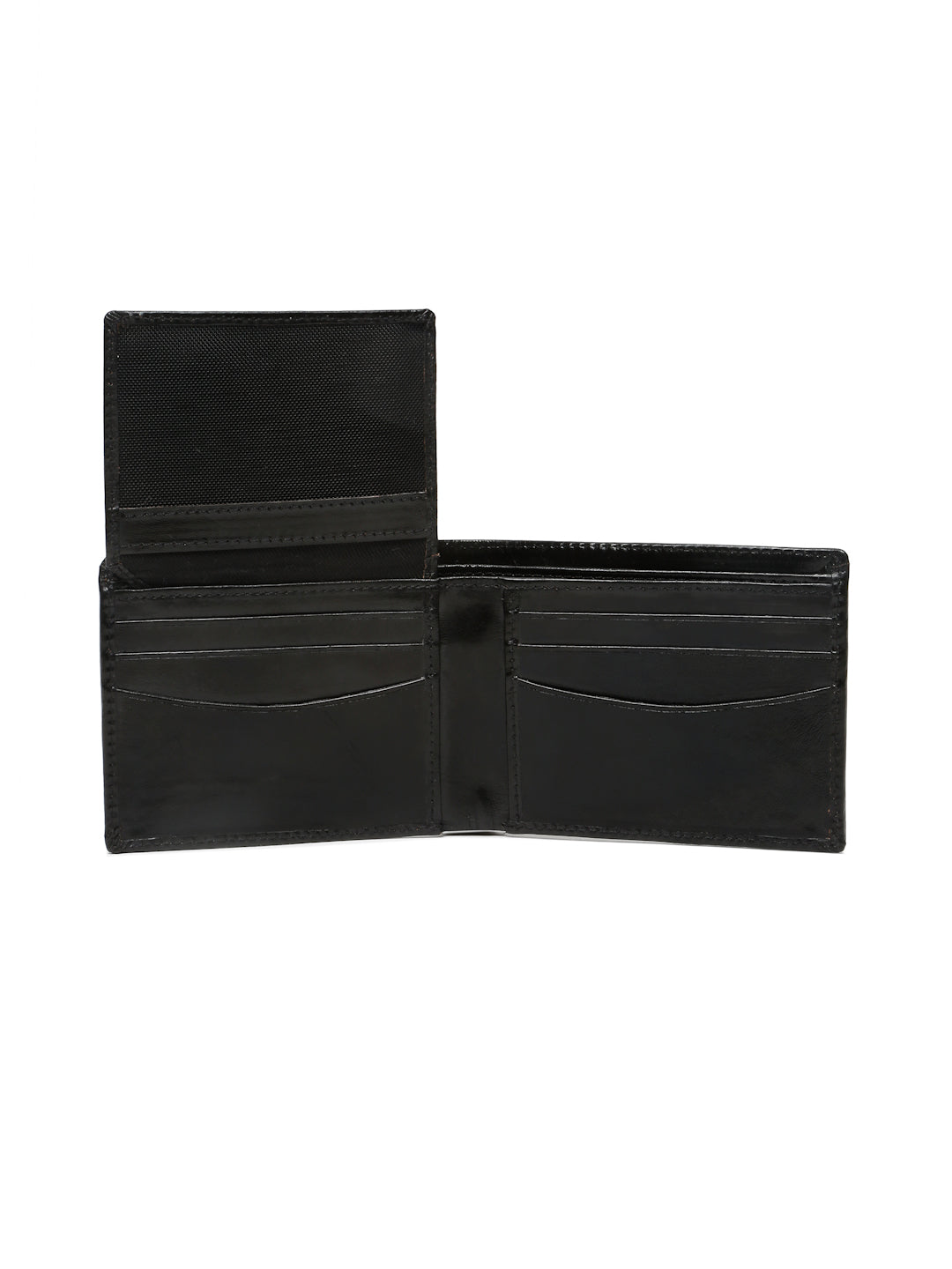 KOSHER Black Color Men's Classic Bi-Fold Leather Wallet With Flap ID Card Window And Multiple Card Slots