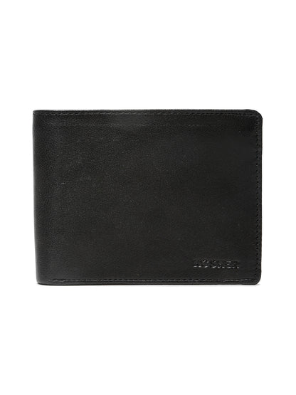 KOSHER Black Color Men's Genuine Leather Bi-Fold Wallet Slim Design With Card Slots & ID Window