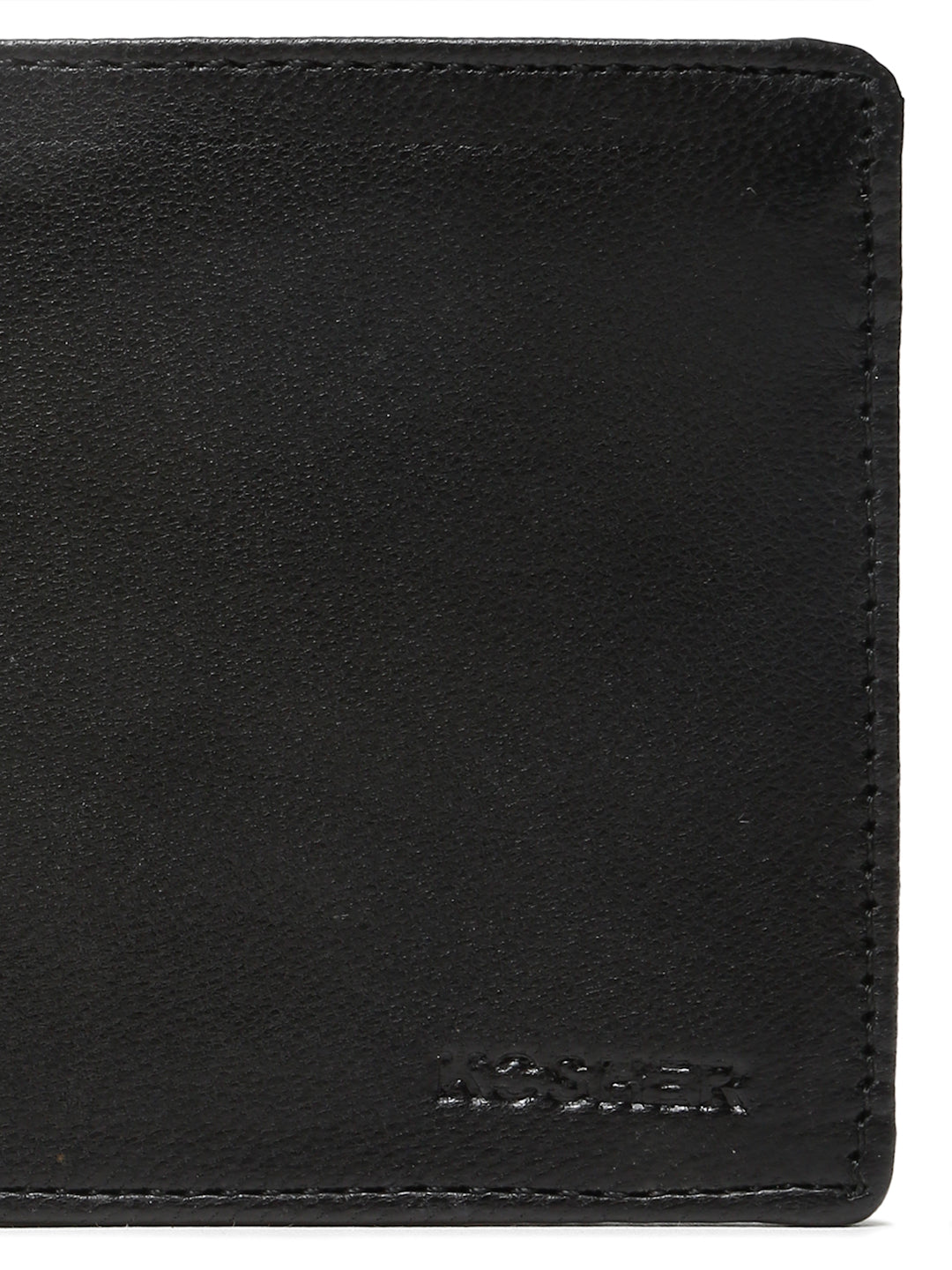 KOSHER Black Color Men's Genuine Leather Bi-Fold Wallet Slim Design With Card Slots & ID Window