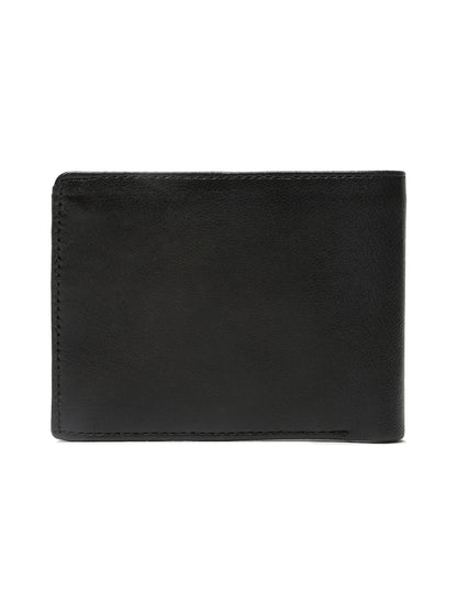 KOSHER Black Color Men's Genuine Leather Bi-Fold Wallet Slim Design With Card Slots & ID Window