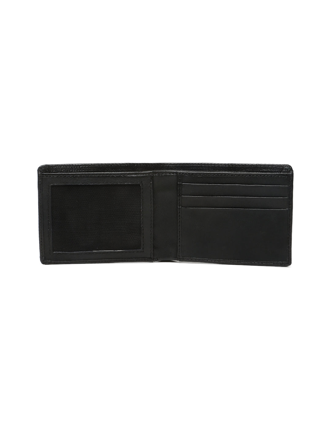 KOSHER Black Color Men's Genuine Leather Bi-Fold Wallet Slim Design With Card Slots & ID Window