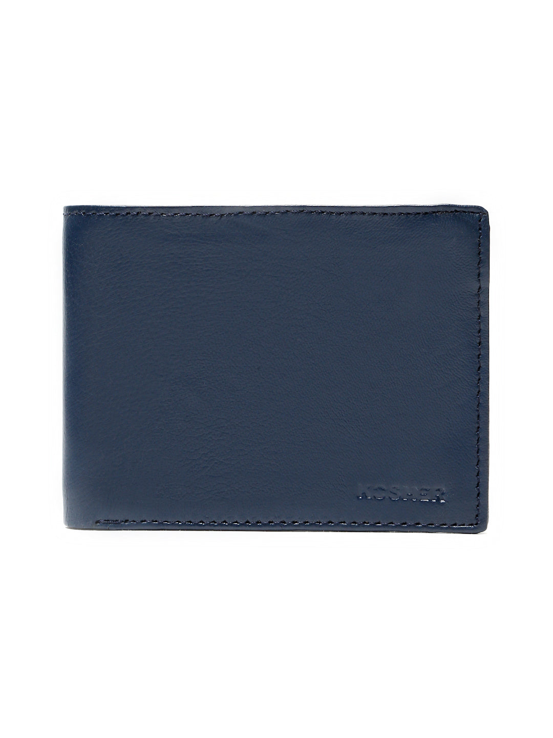 KOSHER Blue Color Men's Genuine Leather Bi-Fold Wallet Slim Design With Card Slots & ID Window