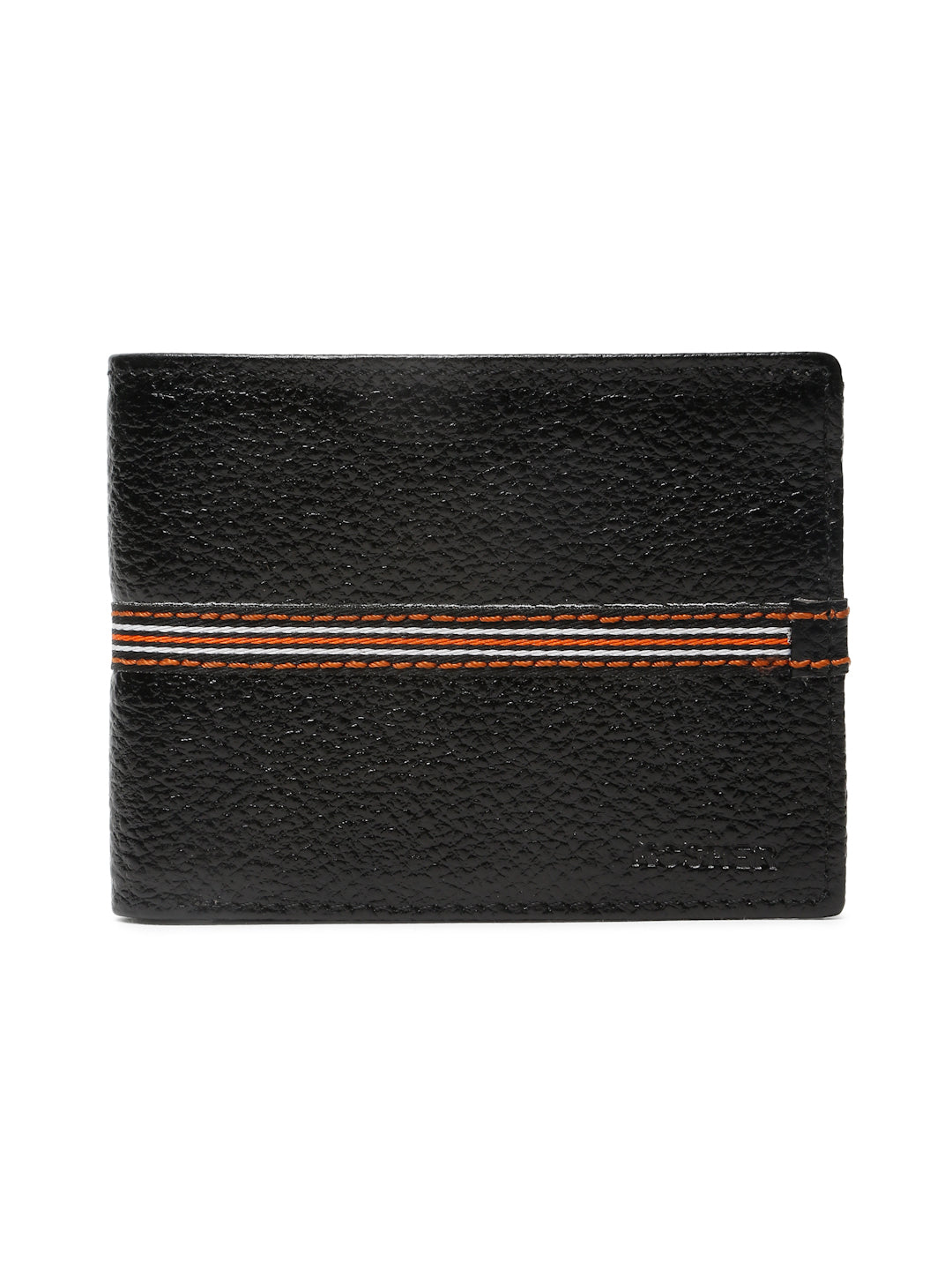 Kosher Premium Black Leather Wallet for Men – Stylish & Durable with Multi-Stripe Design