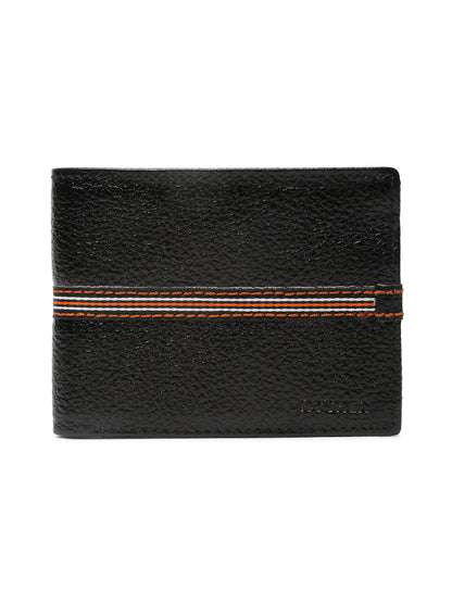 Kosher Premium Black Leather Wallet for Men – Stylish & Durable with Multi-Stripe Design