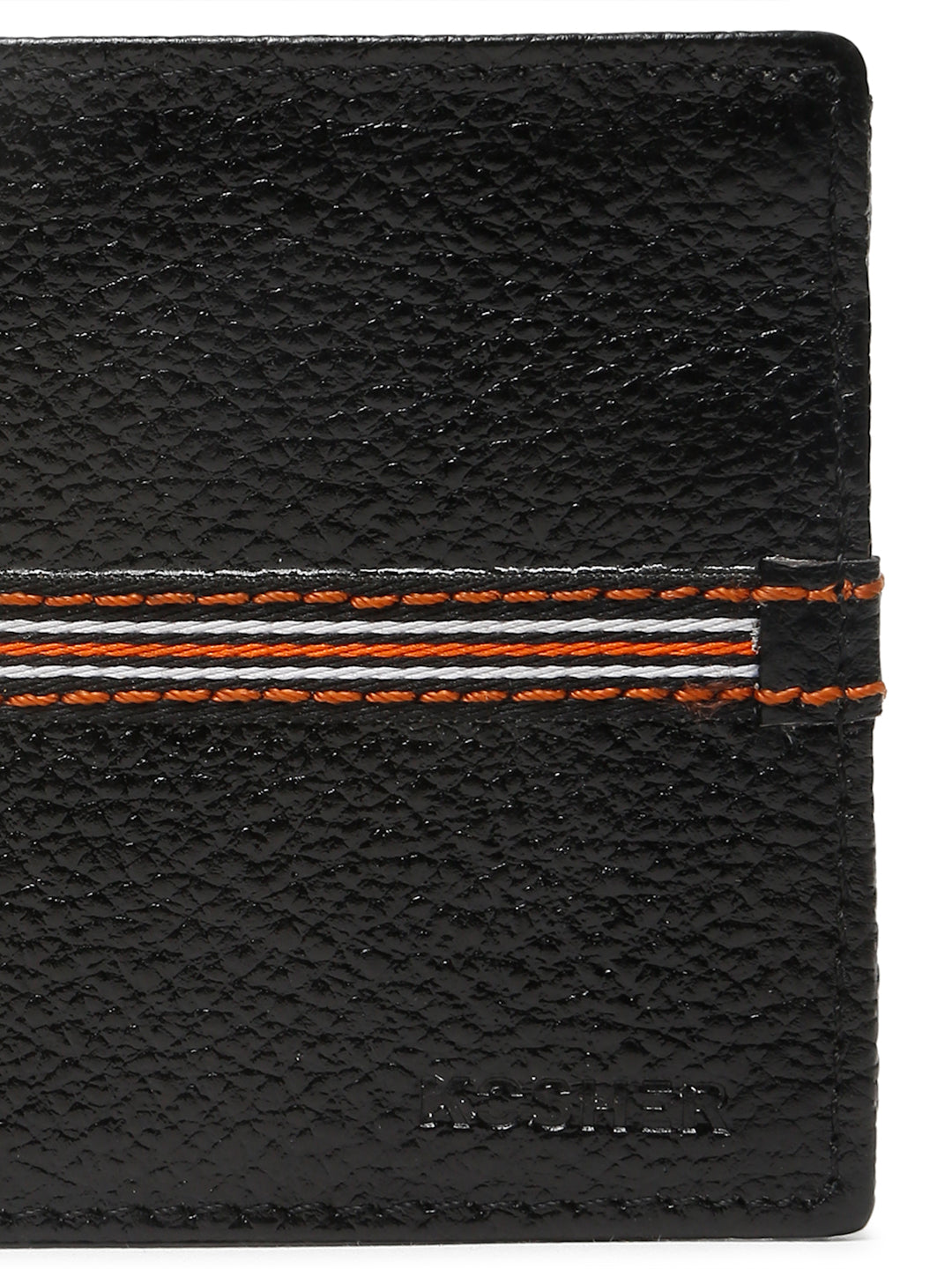 Kosher Premium Black Leather Wallet for Men – Stylish & Durable with Multi-Stripe Design
